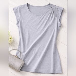 ⭐️ LOFT Gray Embellished Sleeveless Top - size S/M